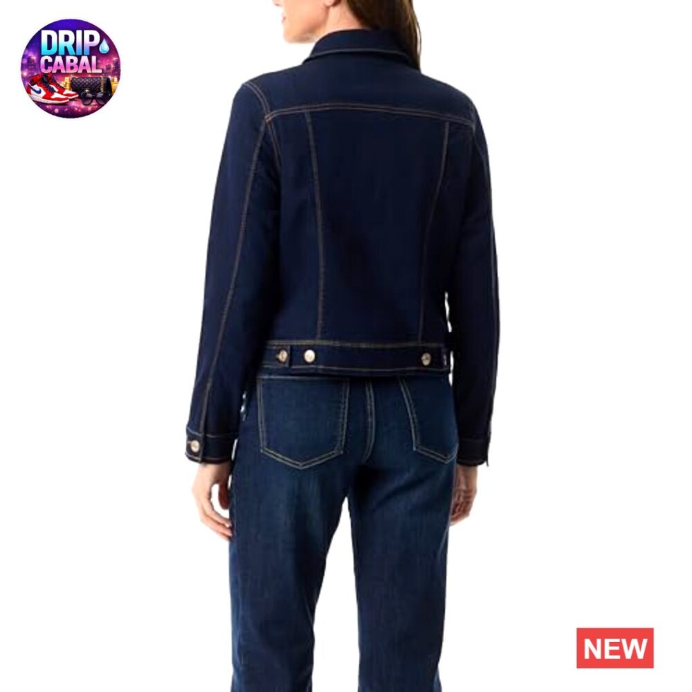 Classic Denim Jacket Button Front Stretch Fit Chi… - image 3